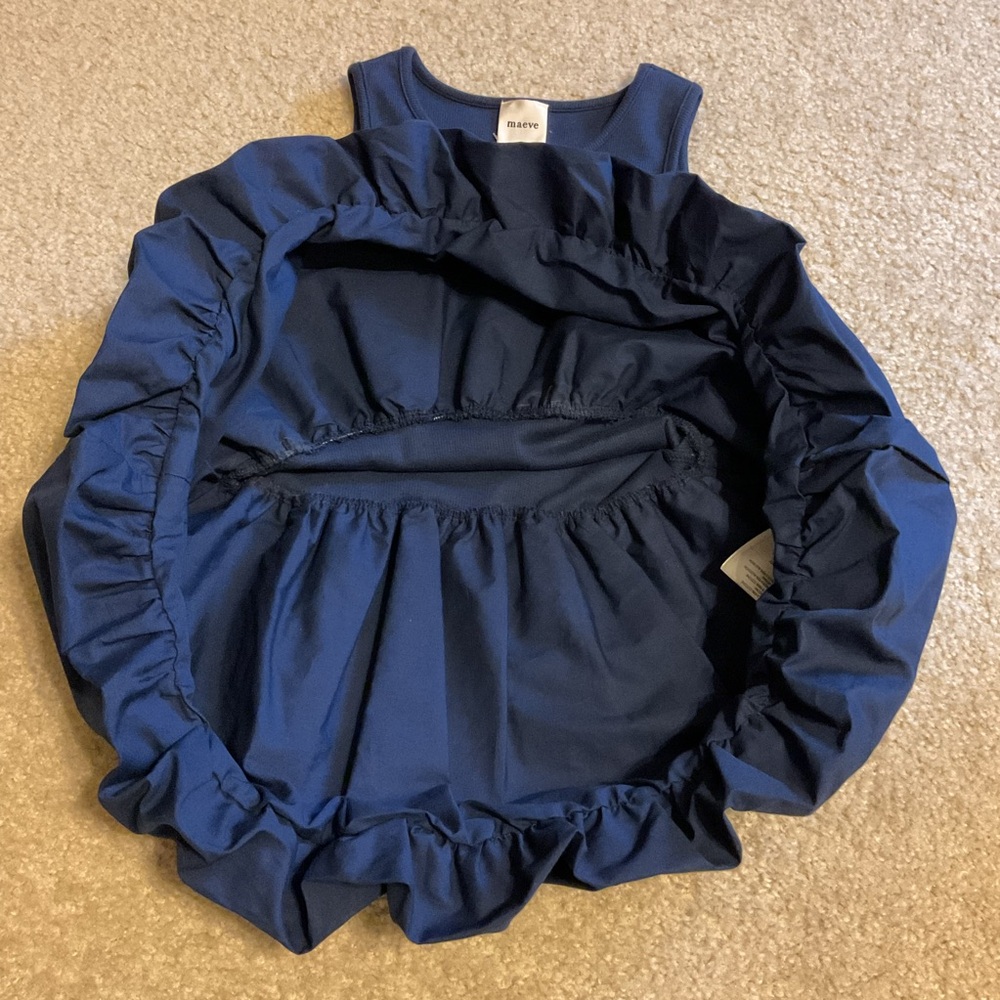 Maeve Anthropologie Bubble Peplum Navy Ink Stretch Tank Top Sleeveless XS NWT - Picture 11 of 13